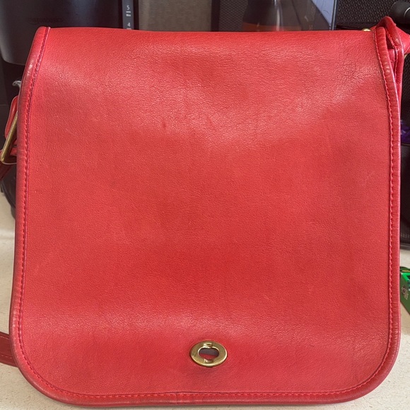 Coach Vibrant Red Leather Crossbody Bag - Picture 1 of 6